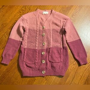 Cable Knit Color Block Button Down Sweater Cardigan